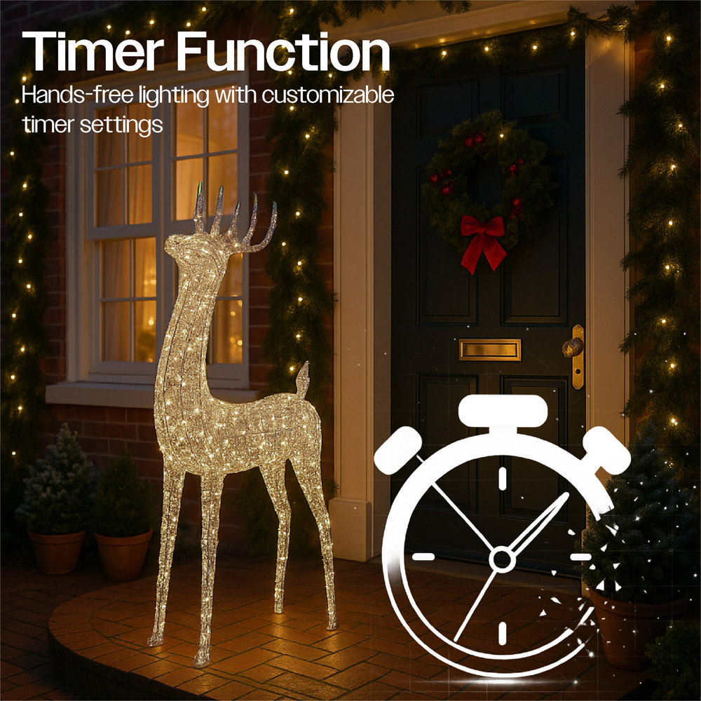 Xmas Haus Silver 600 Warm White Micro LED Deer Christmas Decoration 4ft Image 7