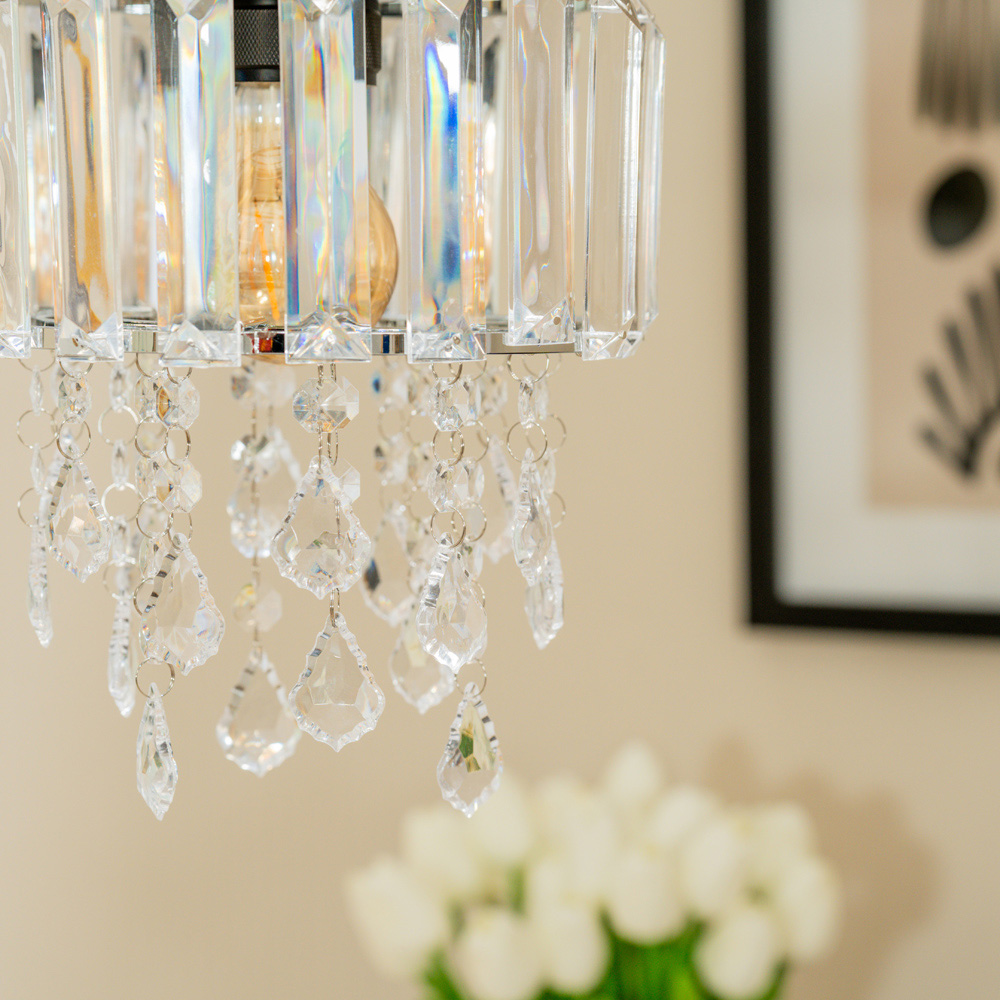 ValueLights Mabel Chrome Droplet Ceiling Drum Shade Image 4