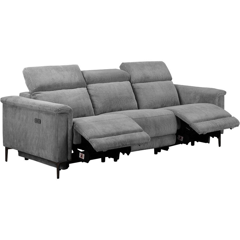 Loft24 Lund 3 Seater Grey Corduroy Electric Recliner Sofa Image 5