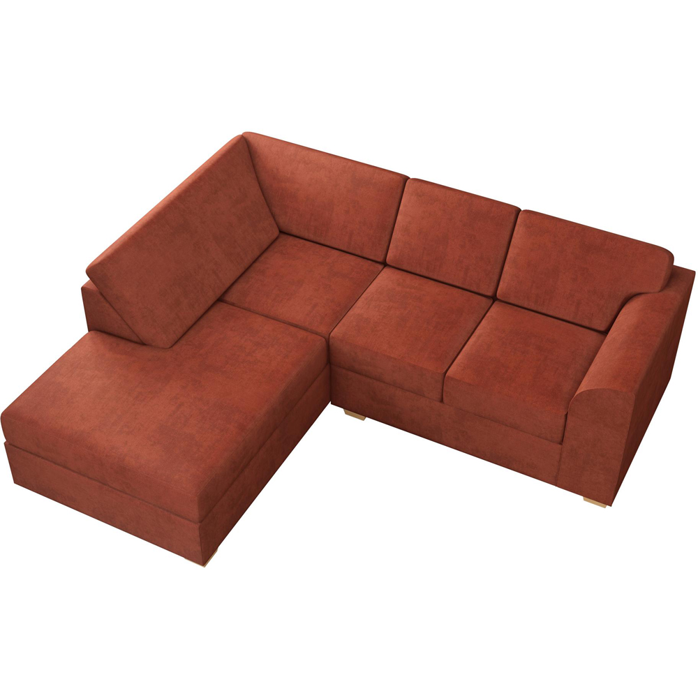 Modo 3 Seater Marmalade Plush Velvet Left Hand Fixed Back L-Shape Corner Sofa Image 3
