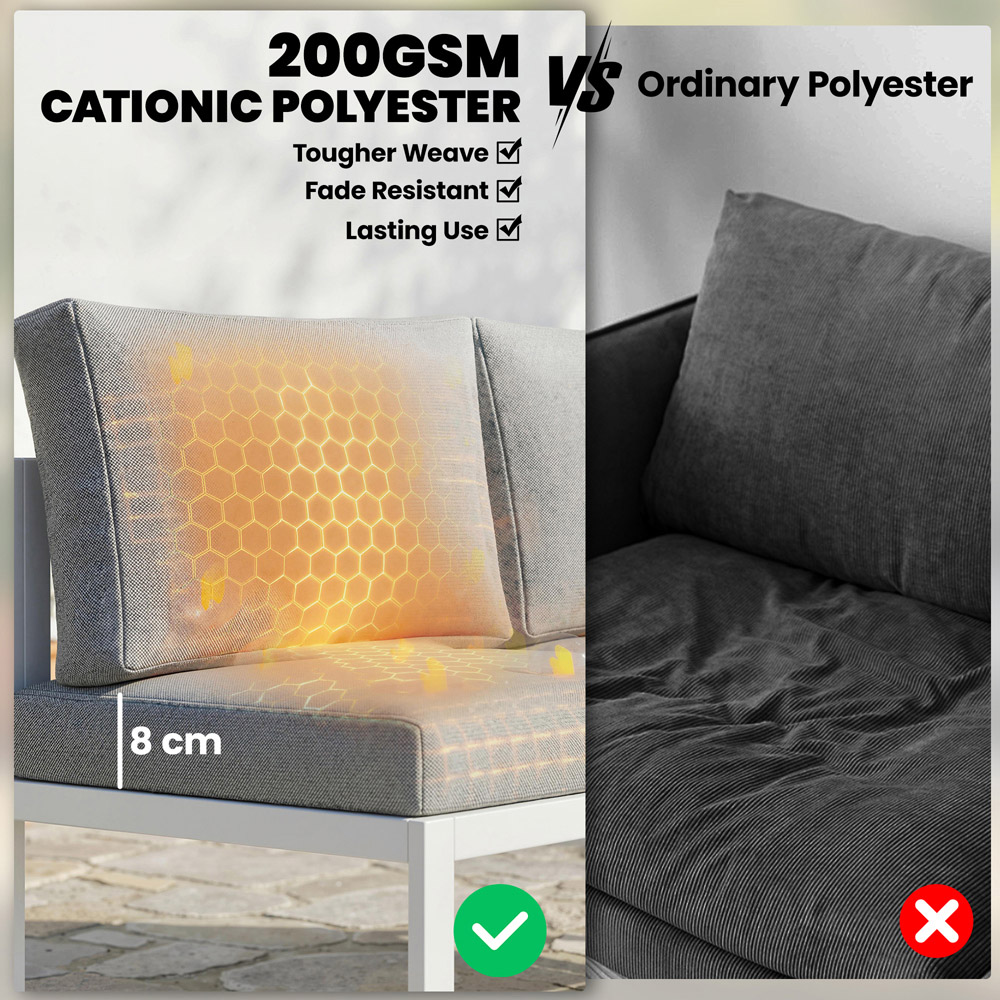 Outsunny 6 Seater White Metal Garden Corner Sofa Set Image 5