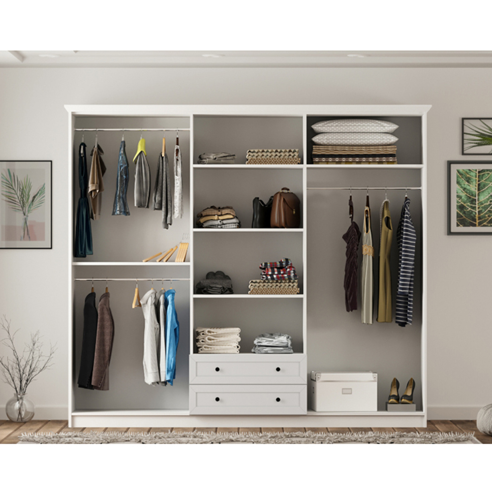 Evu VENICE XL 6 Door 2 Drawer Soft White Wardrobe Image 6