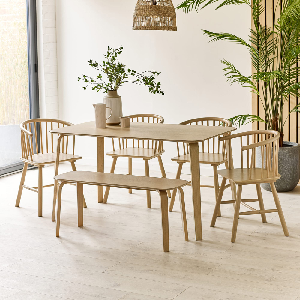 Julian Bowen Kaito Light Oak Effect Curved Leg Bench Image 7