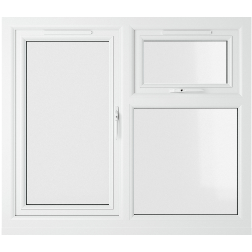 Crystal uPVC Double Glazed Window RH Side Hung and Top Opener Grey White Clear Glass 1190x1190mm Image 2