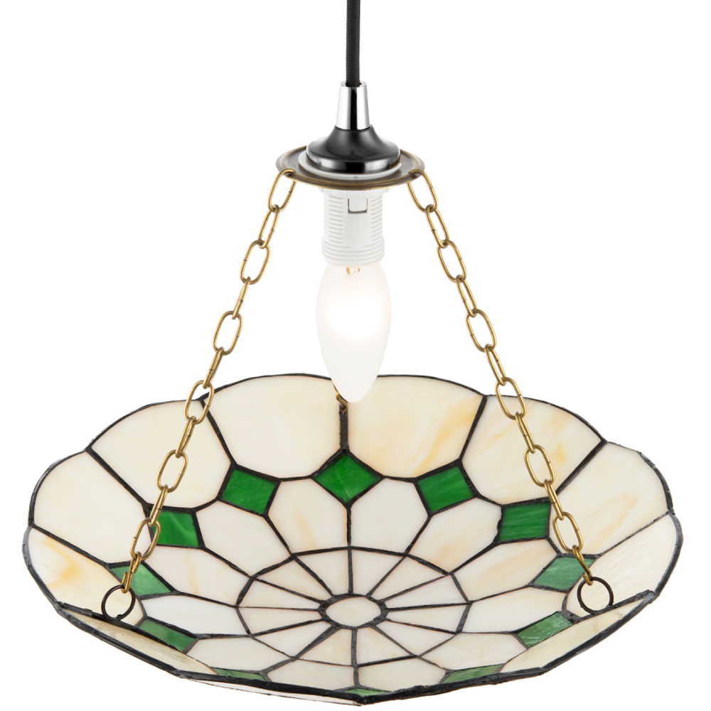 Happy Homewares Green Diamond Amber Stained Glass Pendant Lighting Shade Image 4
