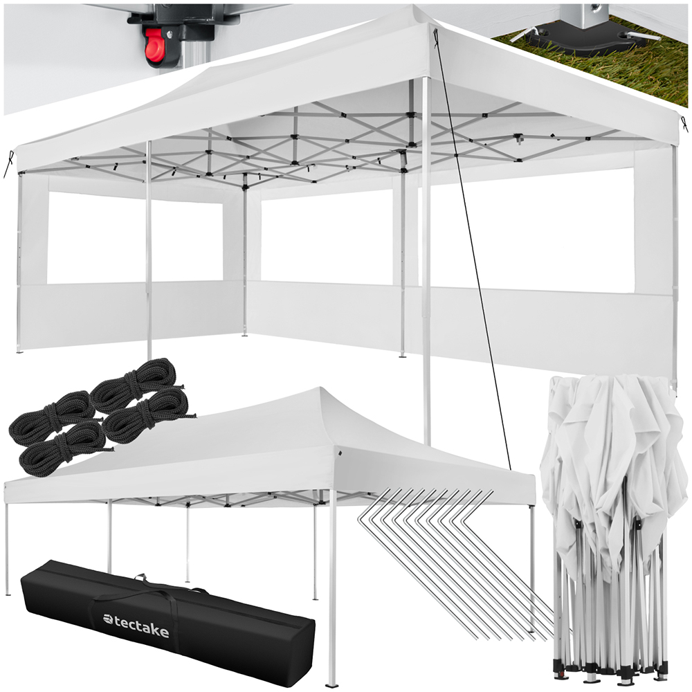 tectake Viola 6 x 3m White 2 Side Panel Gazebo Image 2