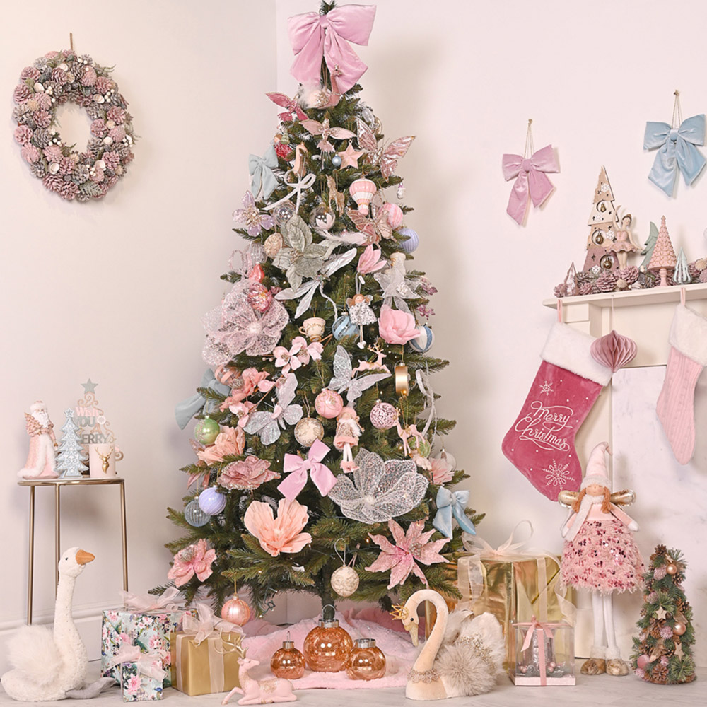 The Seasonal Gift Co. Velvet Pink and Red Merry Christmas Stocking Image 2