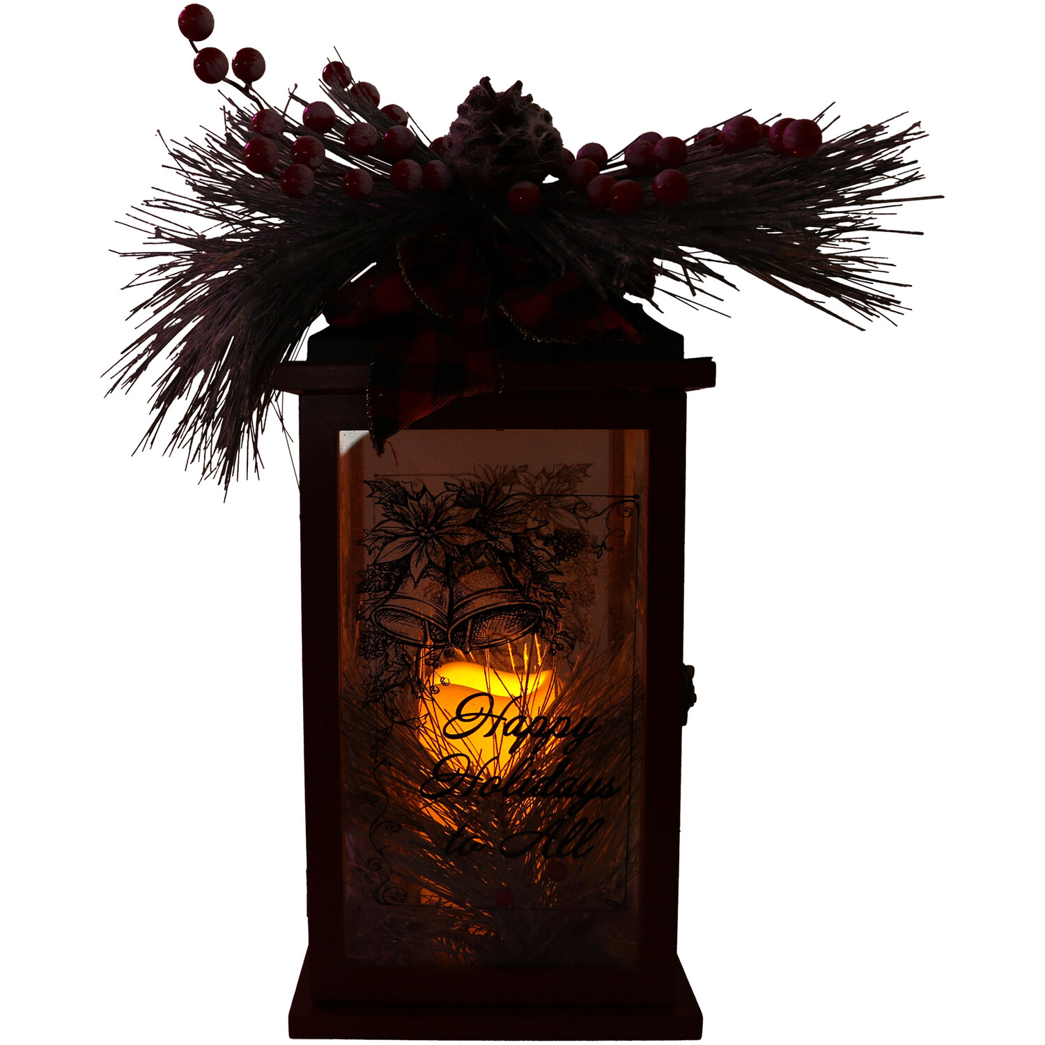 LED Christmas Foliage Metal Lantern Image 5
