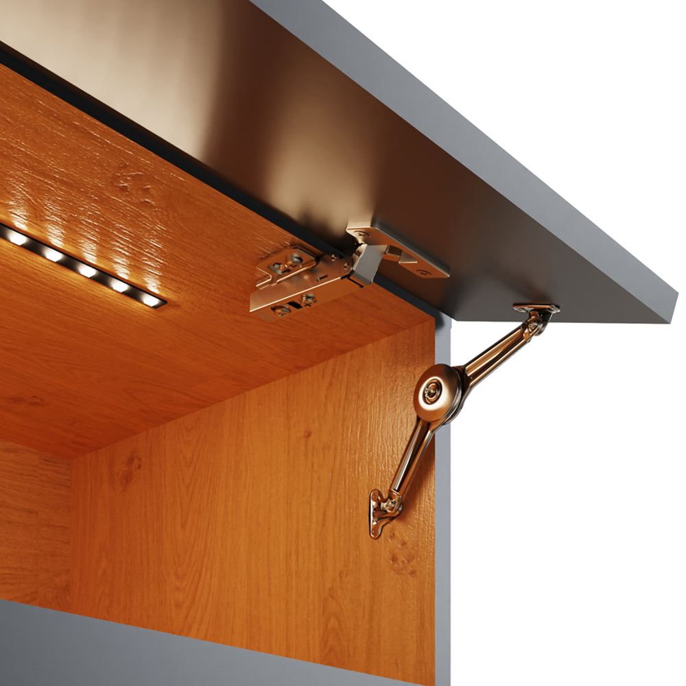 GFW Leon 2 Shelf Anthracite and Oak Wall TV Unit with LED Image 7