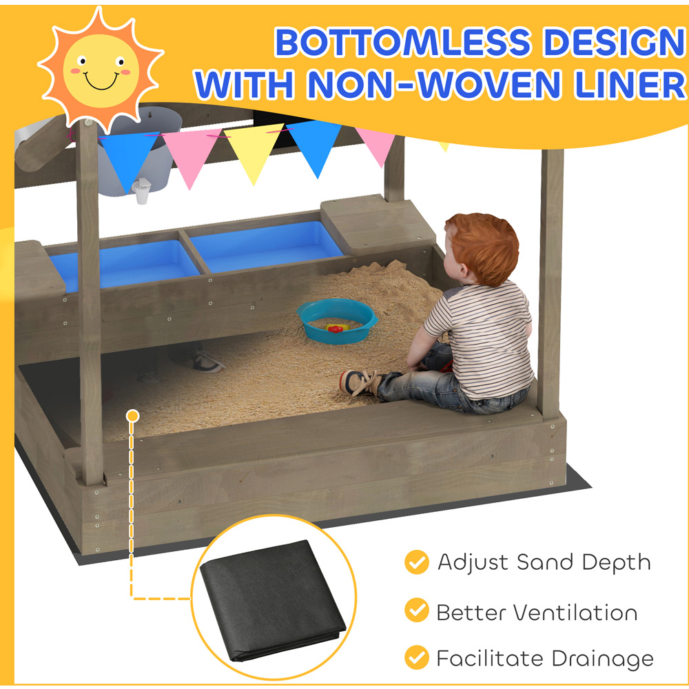 Outsunny Kids Grey Sand Pit with Canopy and Accessories Image 6