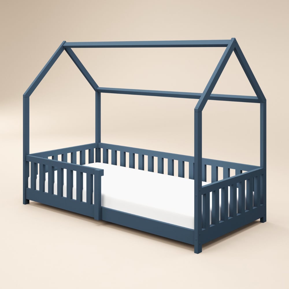 Flair Explorer Single Navy Play House Bed Frame with Rails Image 2
