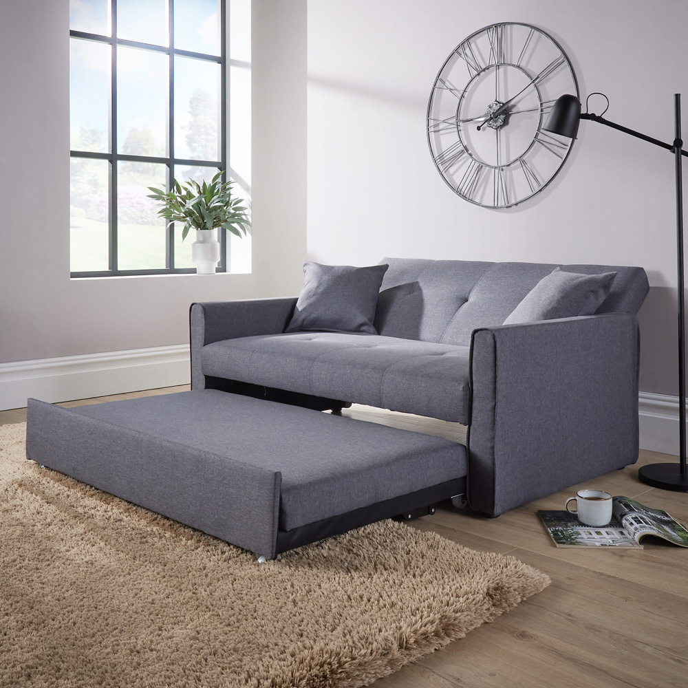 Home Source 2 Seater Dark Grey Sofa Bed Image 7