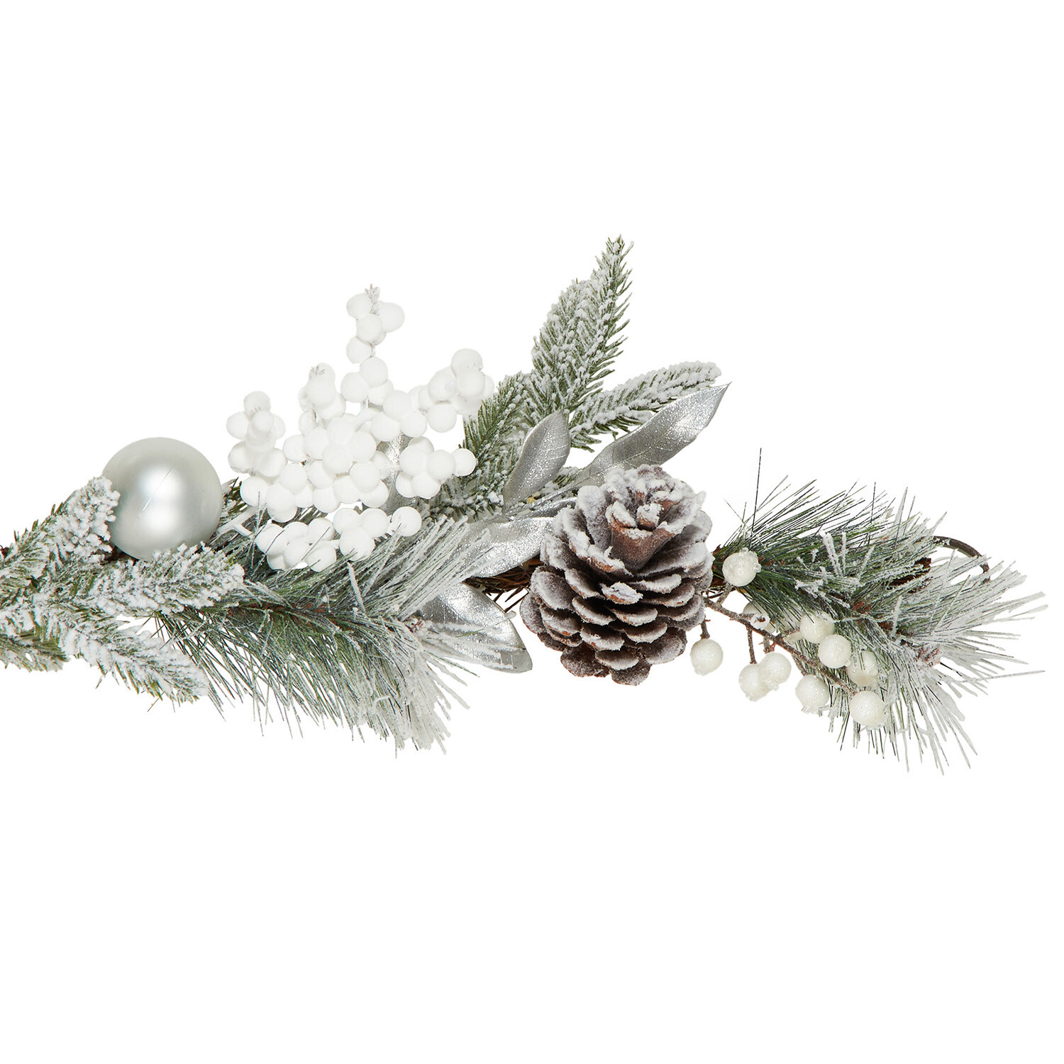 Frosted Snowy Garland Silver - Silver Image 2
