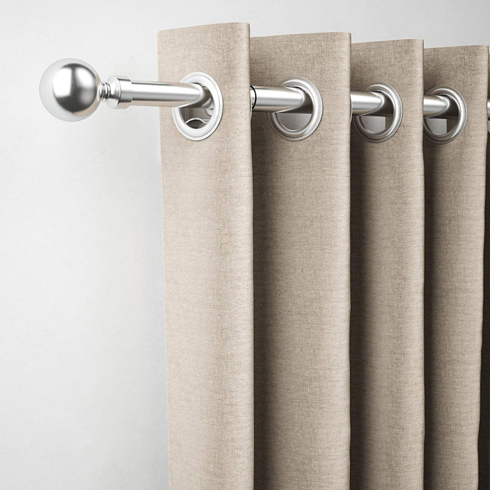 Rothley 125-216cm Brushed Stainless Extendable Solid Orb Finials Curtain Pole Image 2