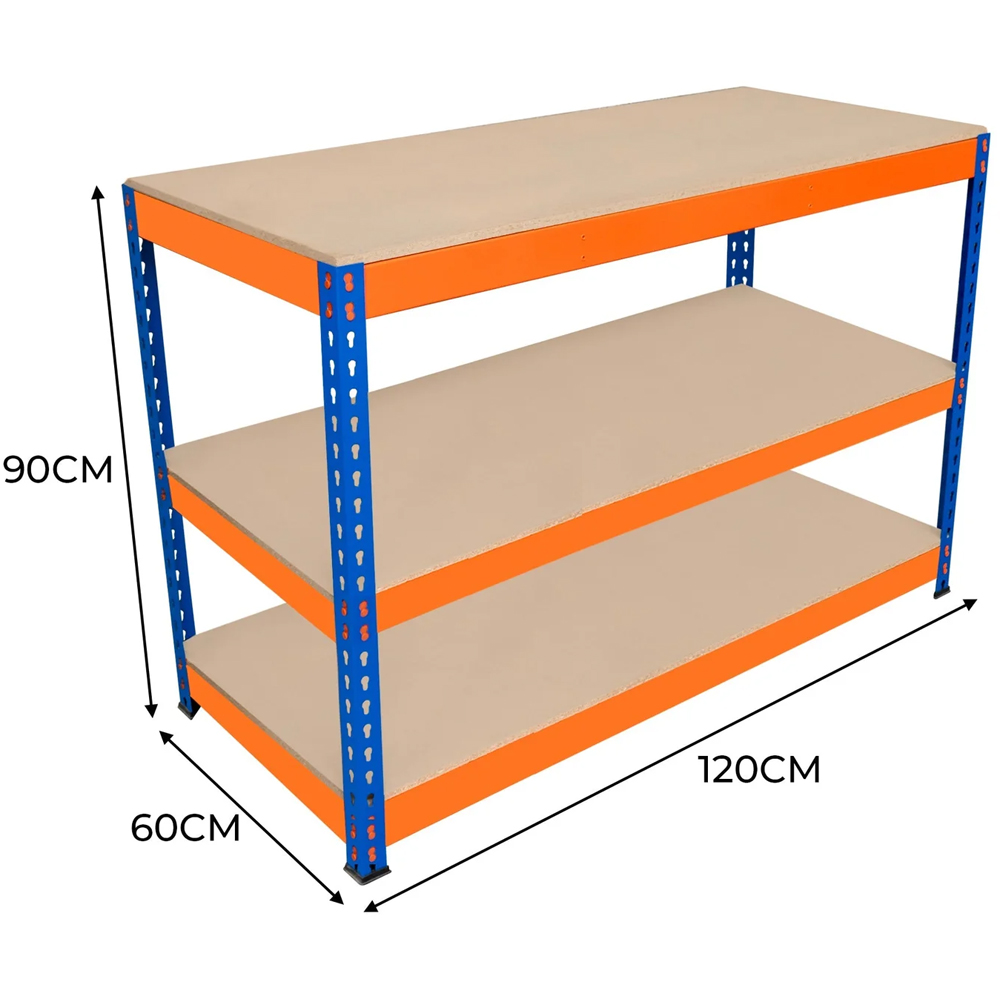 MonsterShop S-Rax 3 Shelf Blue and Orange Workbench 120 x 60cm Image 5