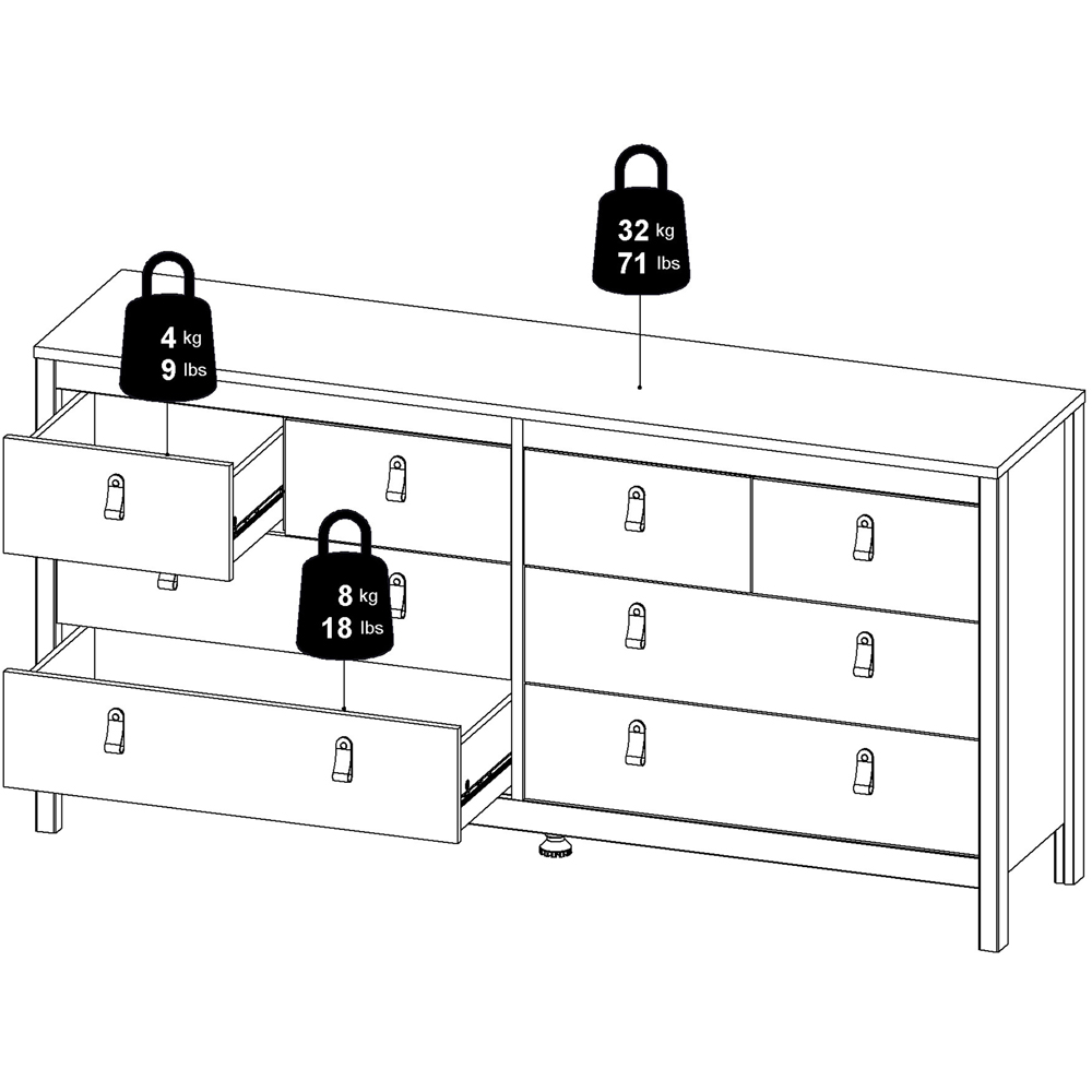 Florence Barcelona 8 Drawer Matt Black Double Dresser Image 9