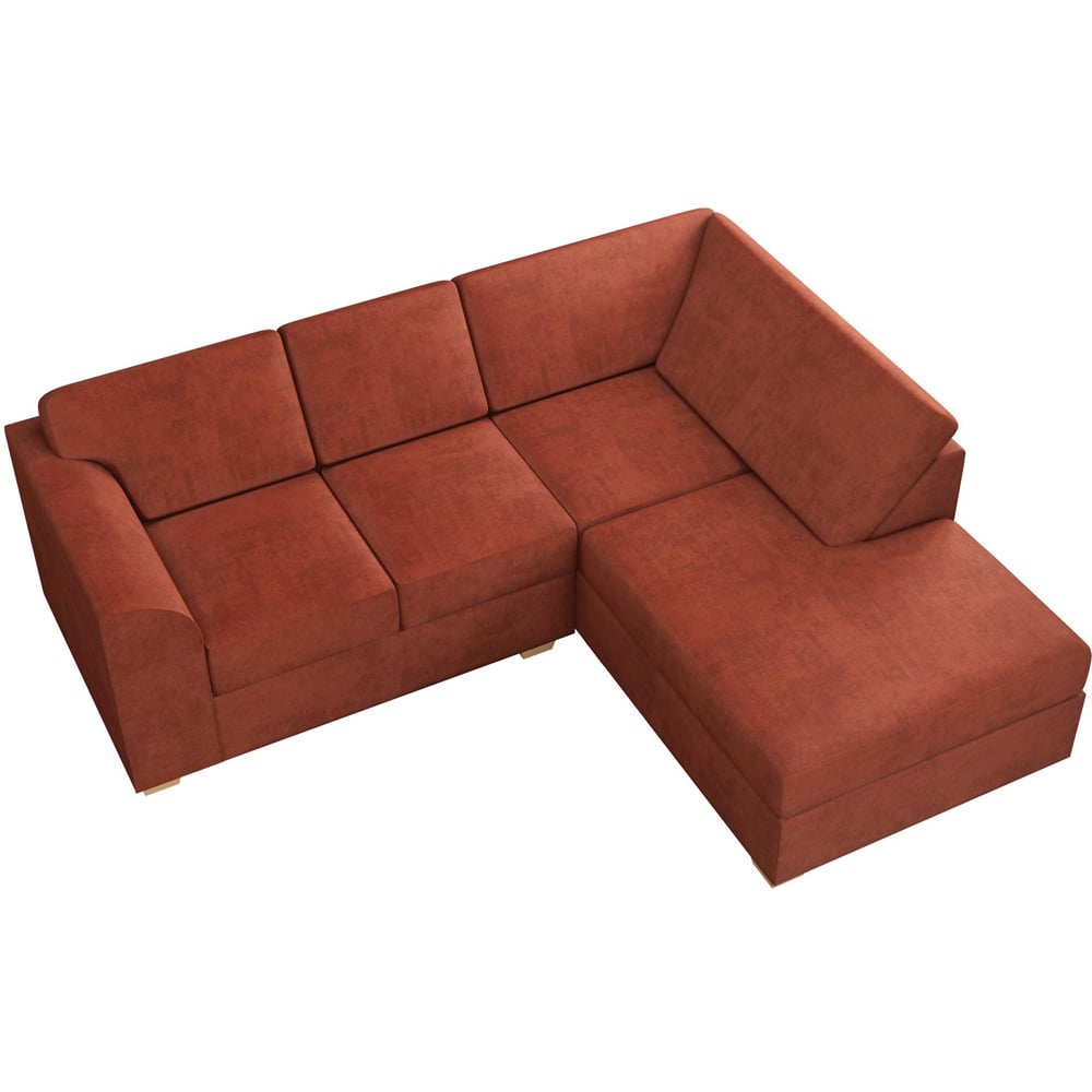 Modo 3 Seater Marmalade Plush Velvet Right Hand Fixed Back L-Shape Corner Sofa Image 4