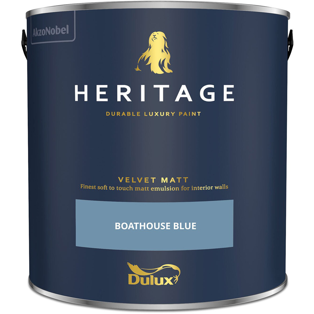 Dulux Heritage Walls and Ceilings Boathouse Blue Velvet Matt Emulsion Paint 2.5L Image 2