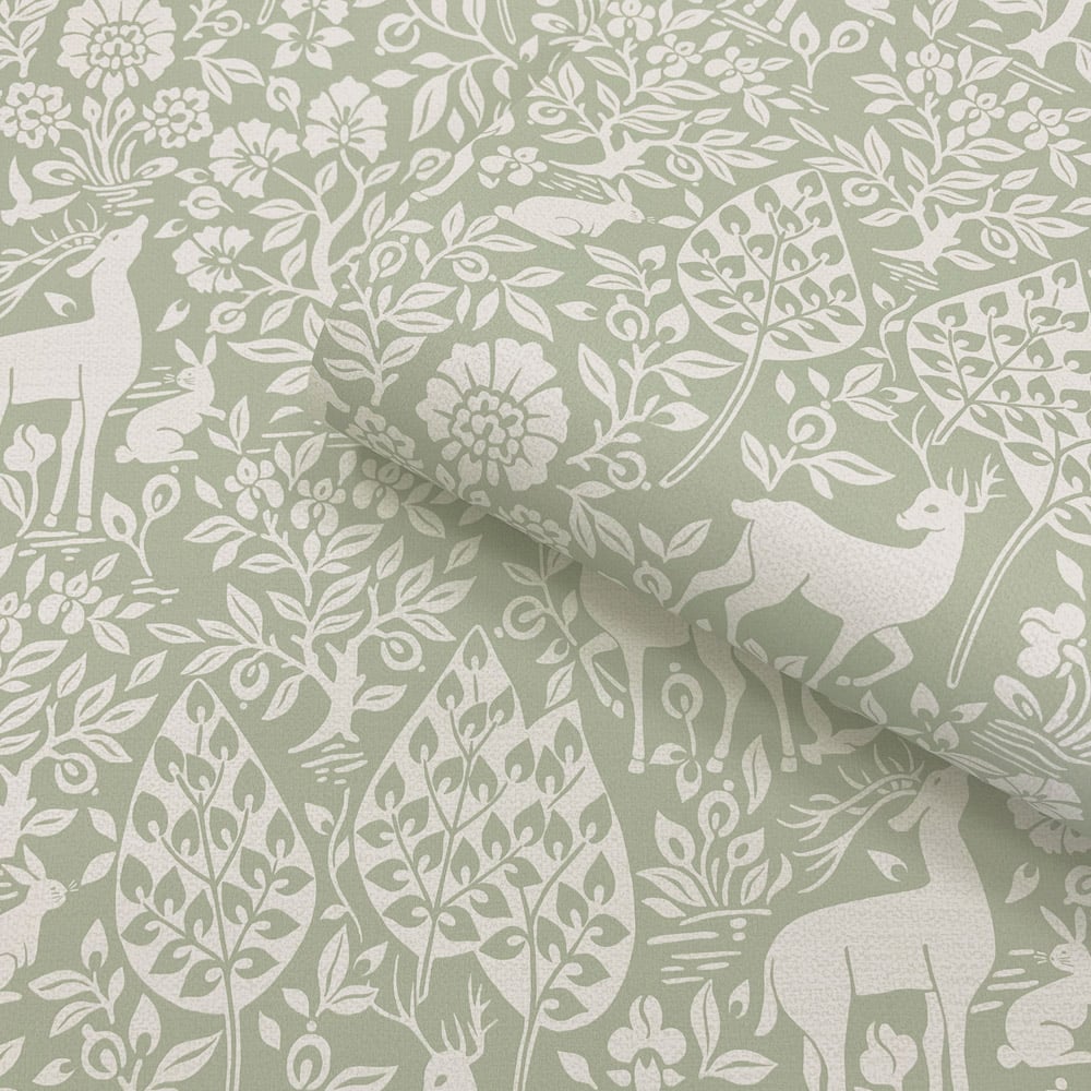 Holden Decor Deer Woods Sage Wallpaper Image 2