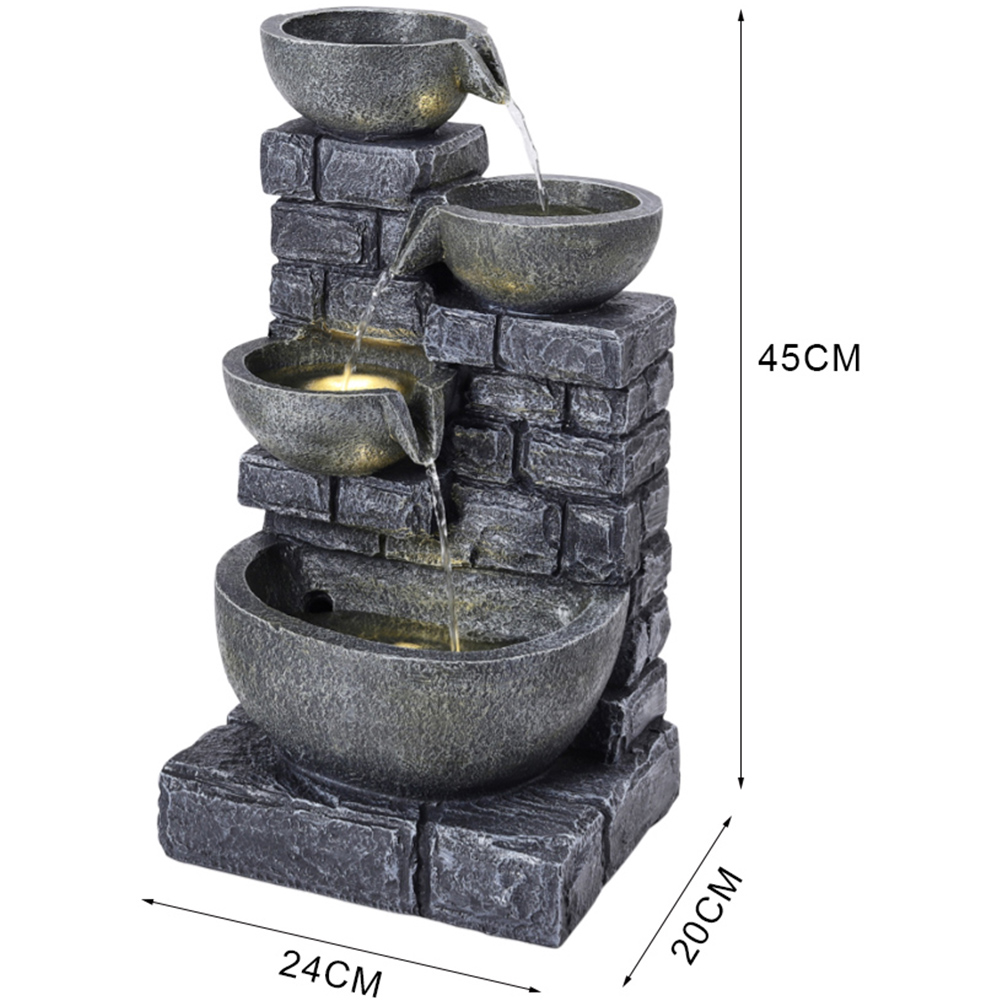 Living and Home Rustic Solar Water Feature with LED Lights Image 5