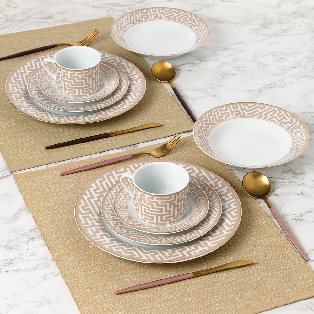 Waterside Mosaic Cream and Gold 20 Piece Dinner Set Image 2