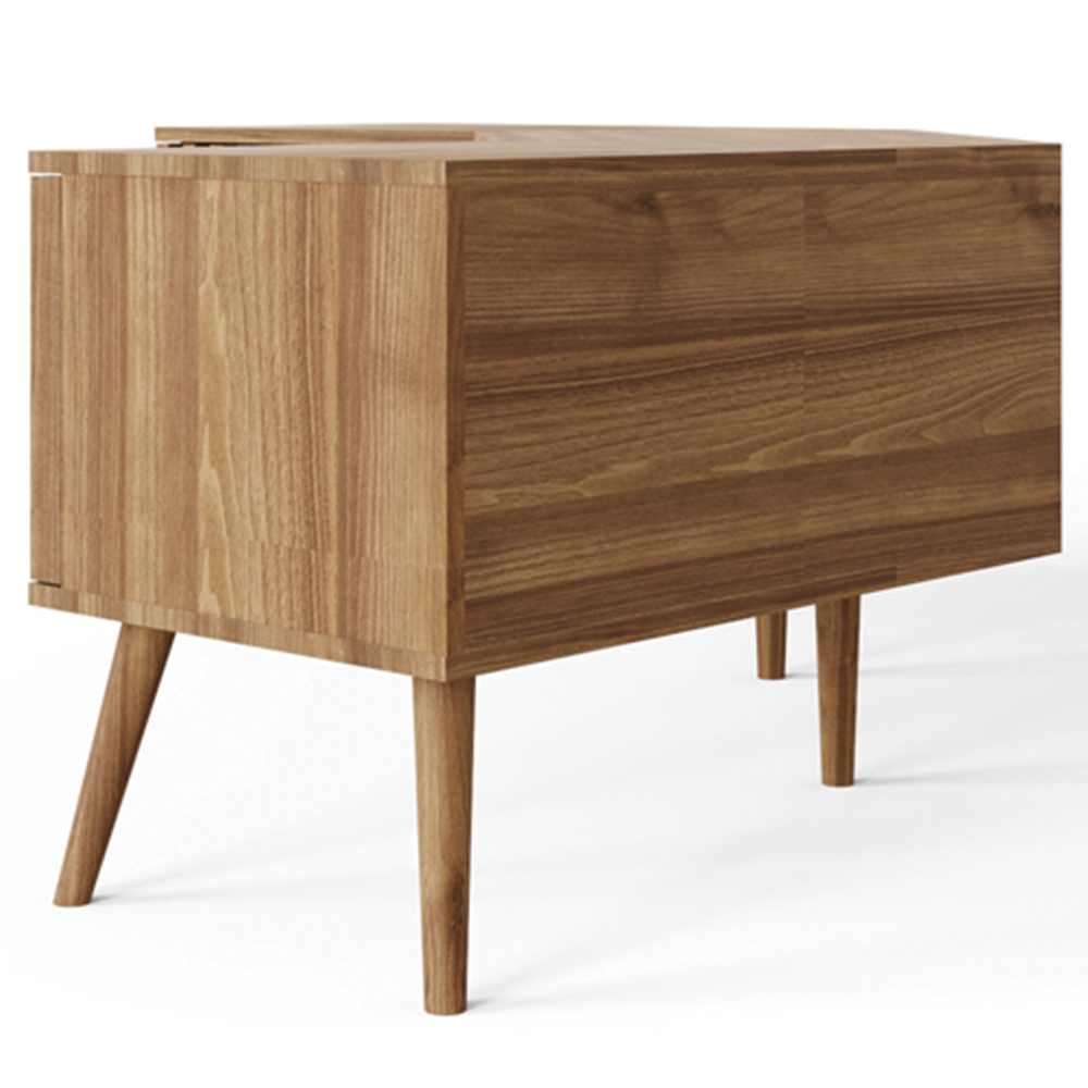 GFW Rowan 2 Door 2 Shelf Oak Slatted Corner TV Unit Image 5