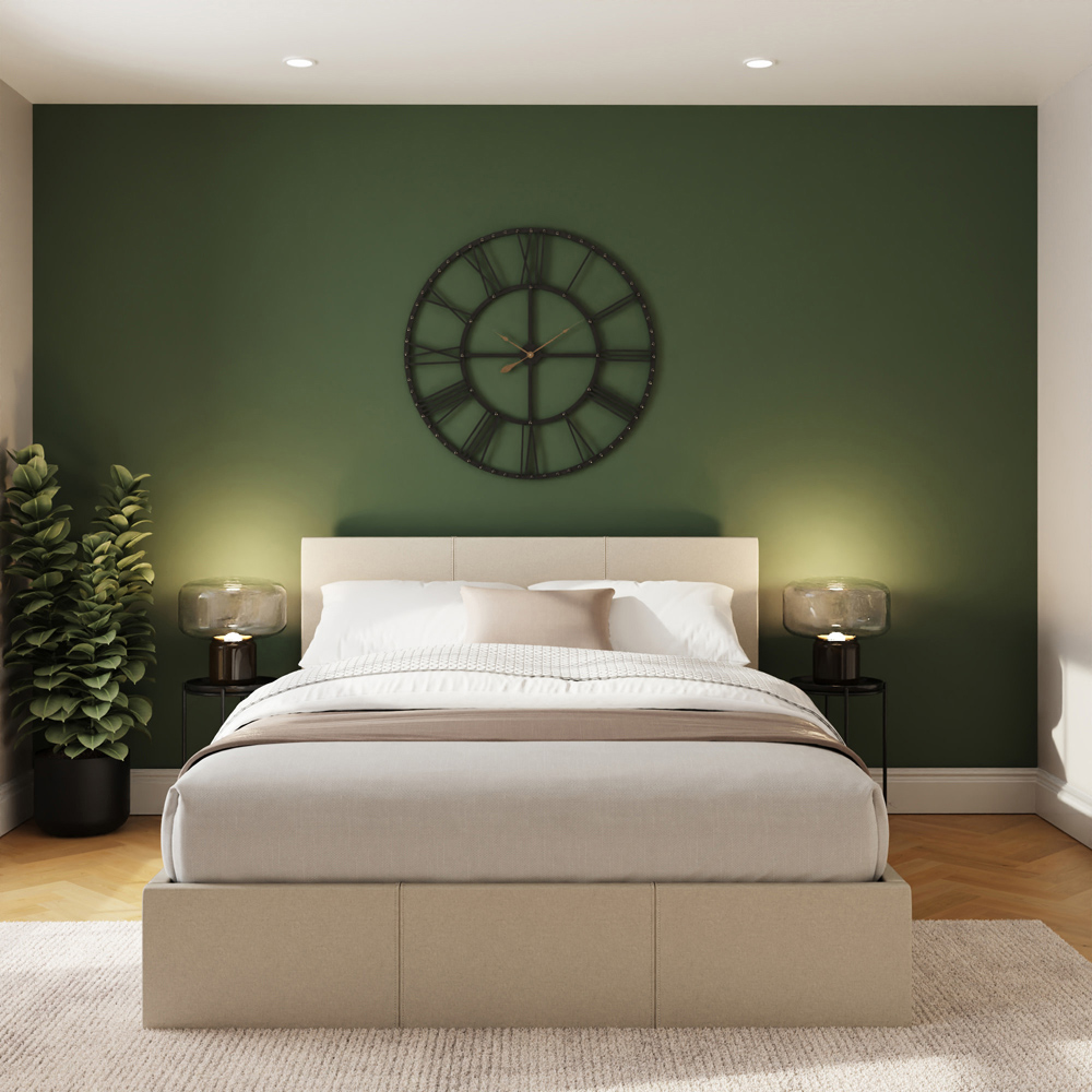 GFW Double Natural Fabric Ottoman Bed Image 9