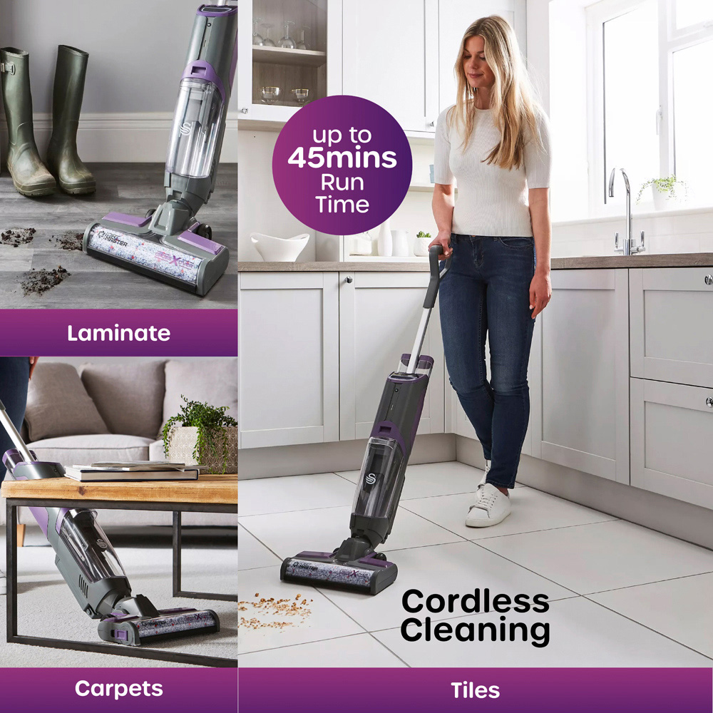 Swan Dirtmaster Crossover SC51010N Purple All‑in‑One Hard Floor Cleaner with Cordless Vacuum and Mop Image 6