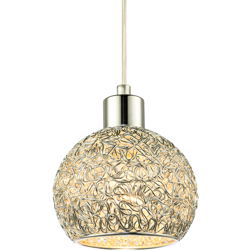 Happy Homewares Silver Round Twisted Wire Mesh Metal Lamp Shade Image 3