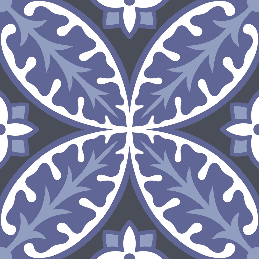 Floorpops Capri Purple White and Charcoal Peel and Stick Floor Tile 30.48 x 30.48cm 10 Pack Image 2