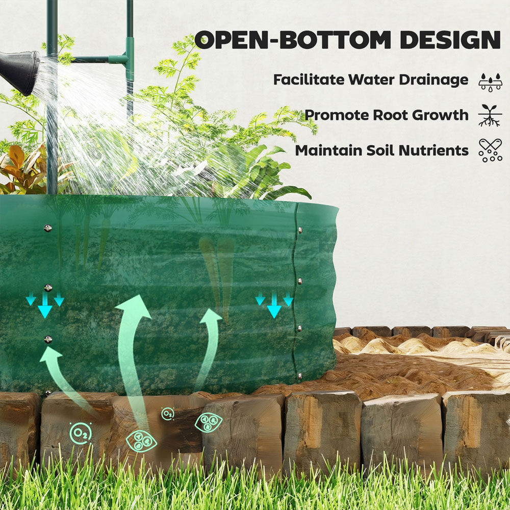 Outsunny Green Galvanised Raised Garden Bed with Trellis 180 x 90 x 160cm Image 4