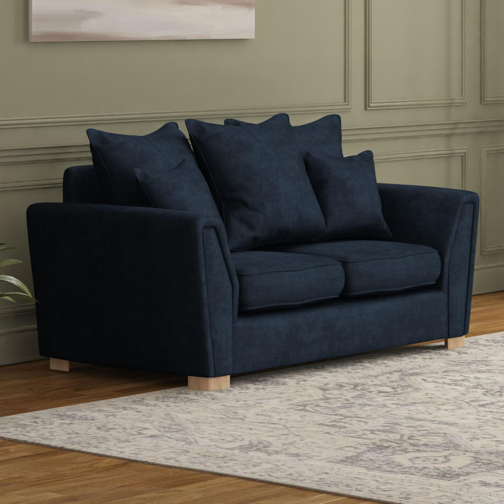 Wendleberry 2 Seater Royal Blue Plush Velvet Scatter Back Sofa Image 5