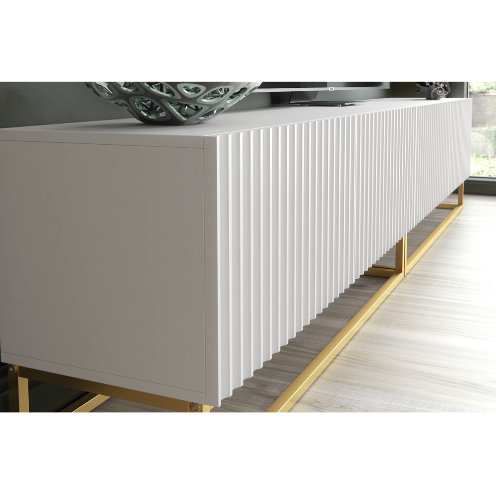 Creative Furniture Ripple Duo White 2 Fluted Door TV Unit Image 5