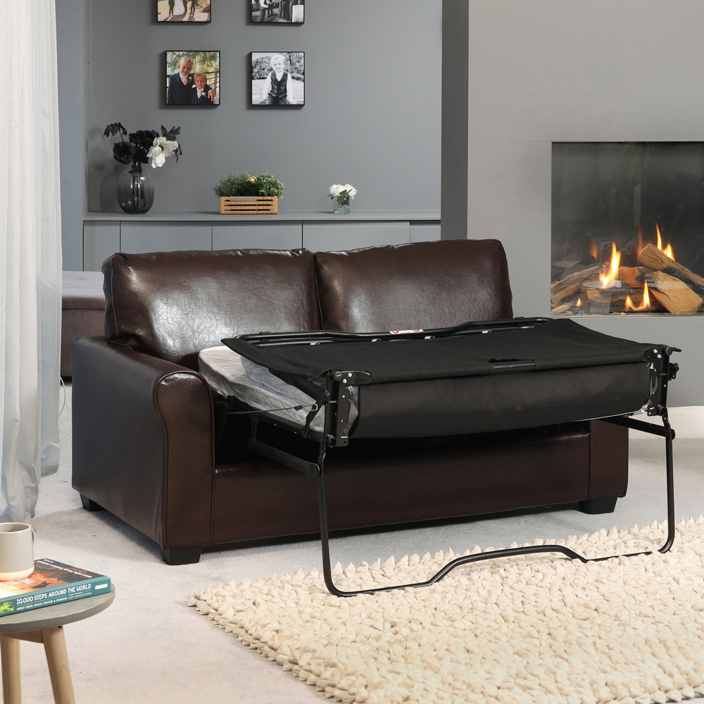 Lauderdale 2 Seater Brown Bonded Leather Sofa Bed Image 2