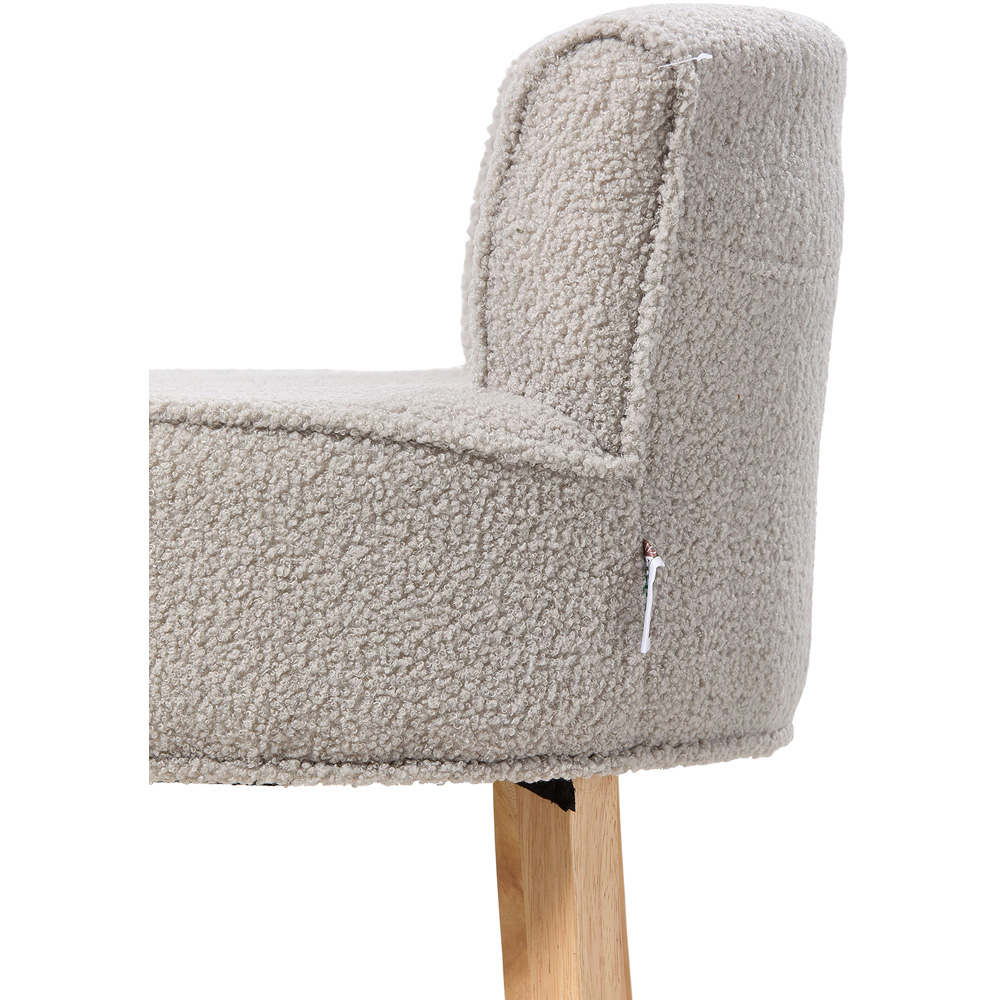 Living and Home Grey Teddy Fleece Button Tufted Vanity Stool Image 3
