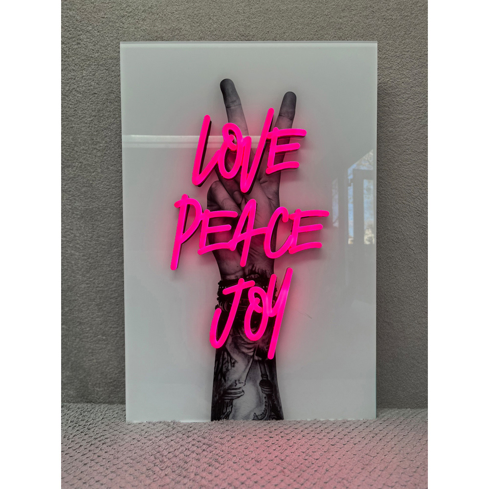 Splashbax Love Peace Joy Unframed LED Neon Wall Art Image 2