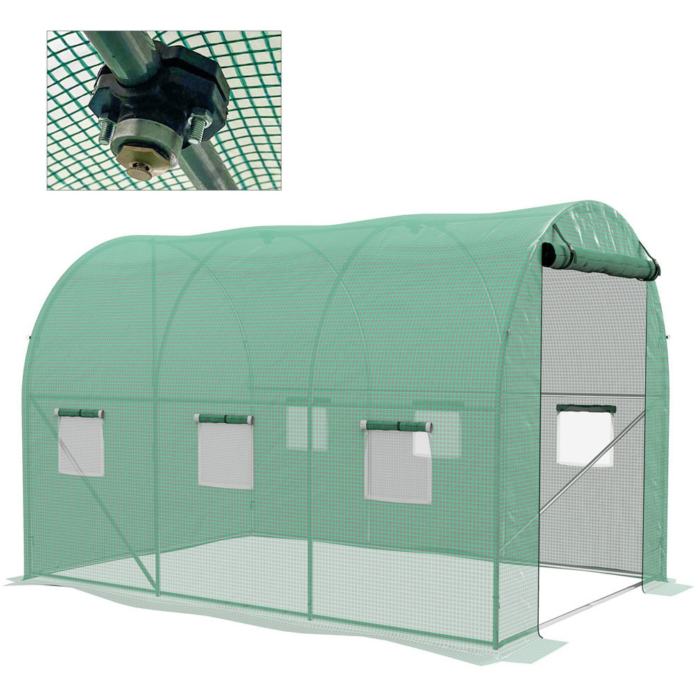 Outsunny Green PE Cover 3 x 2m Walk In Greenhouse with Sprinkler System Image 3