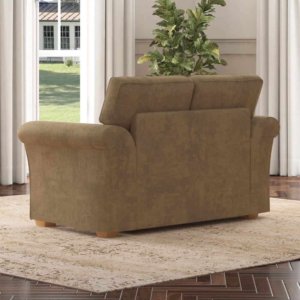 Castleacre 2 Seater Mink Plush Velvet Fixed Back Sofa Image 6