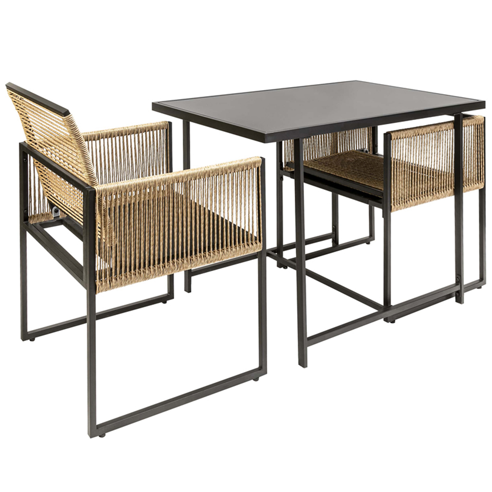 Noa and Nani Jari 2 Seater Black Rattan Garden Bistro Set Image 3