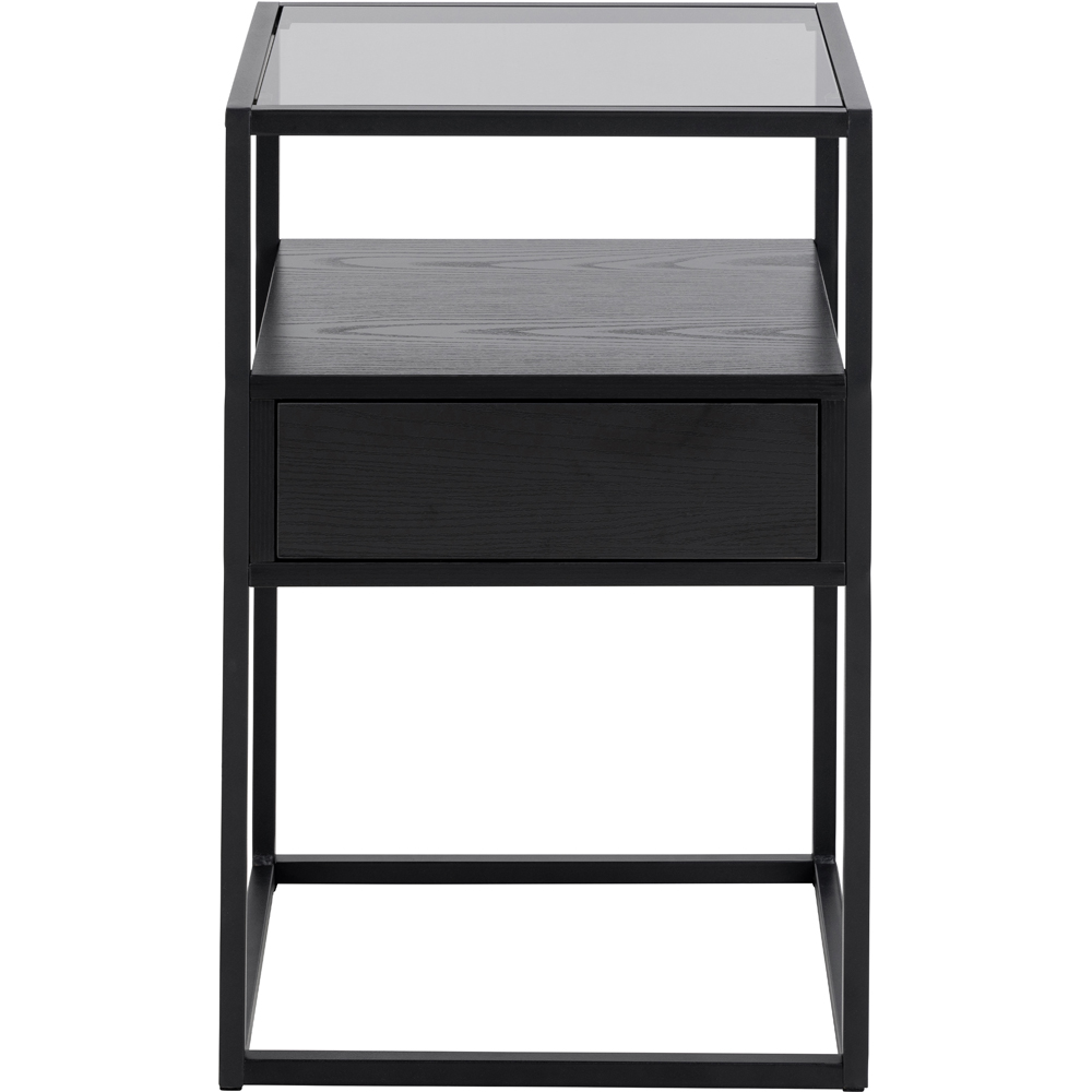 Florence Randolf Single Drawer Single Shelf Black Smoked Glass Bedside Table Image 3