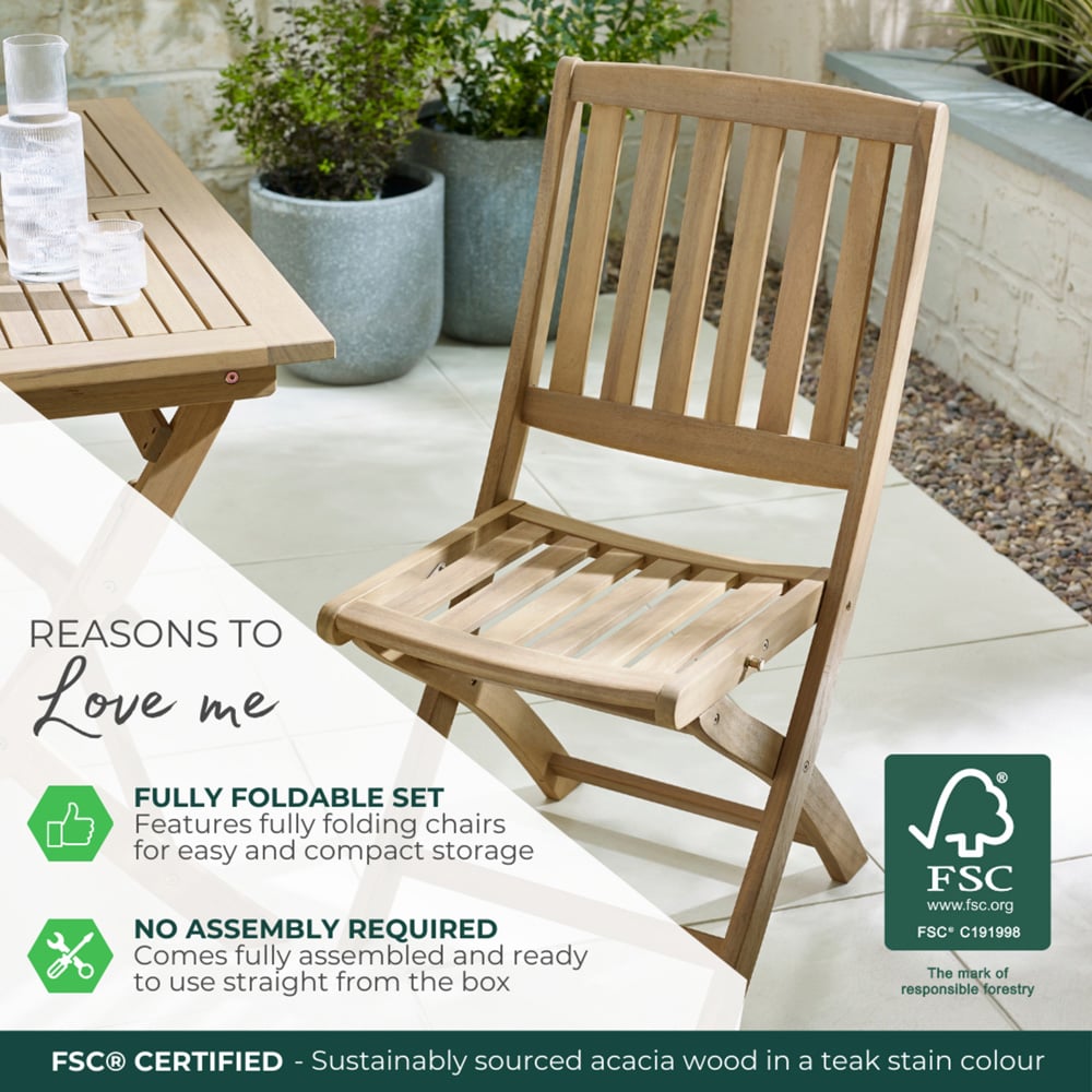 Furniturebox Essen Set of 2 Wooden Foldable Outdoor Dining Chair Image 6