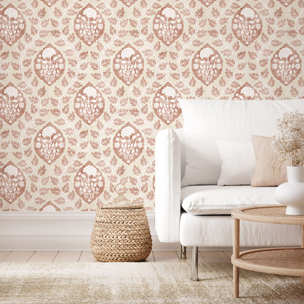 Esselle Home Floral Cartouche Warm Spice Wallpaper Image 7