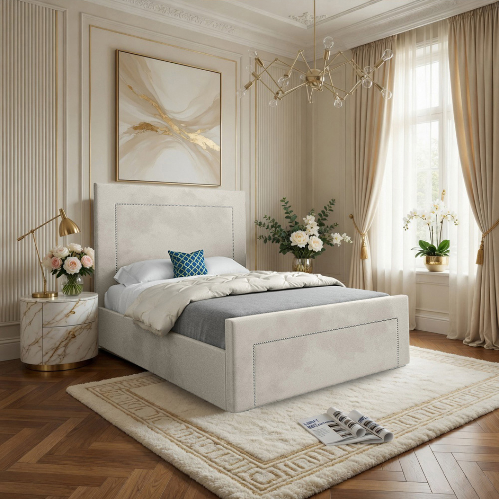 Lucca Silver Small Single Velvet Upholstered Bed Frame with High Headboard Image 5