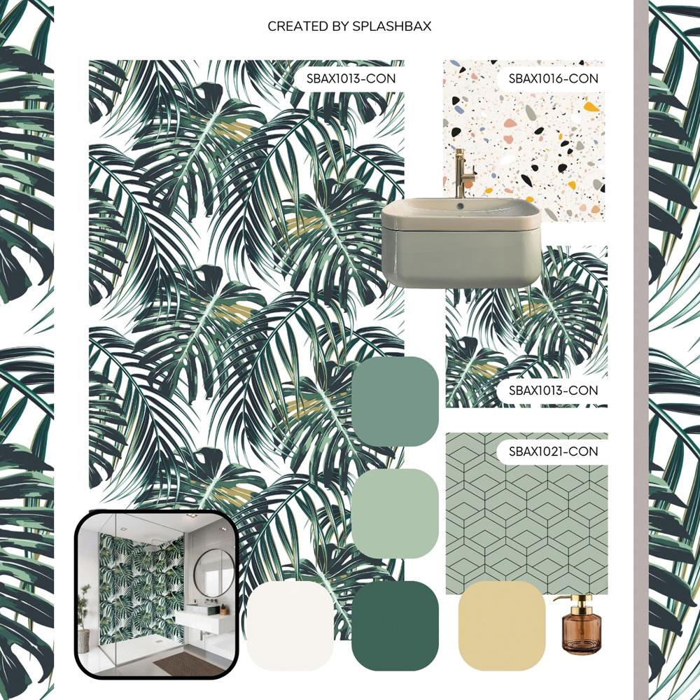 Splashbax Premium Artisan Monstera Leaves Acrylic Bathroom Wall Panel 2400 x 900mm Image 7