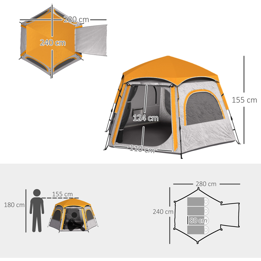 Outsunny 4 Person Instant Easy Setup Dome Camping Tent Light Grey Image 9