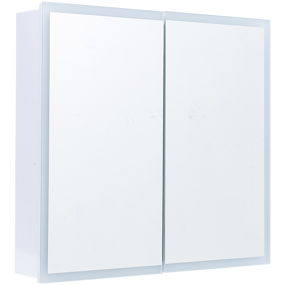 Living and Home 2 Door White Wall-Mounted LED Mirror Bathroom Cabinet Image 2