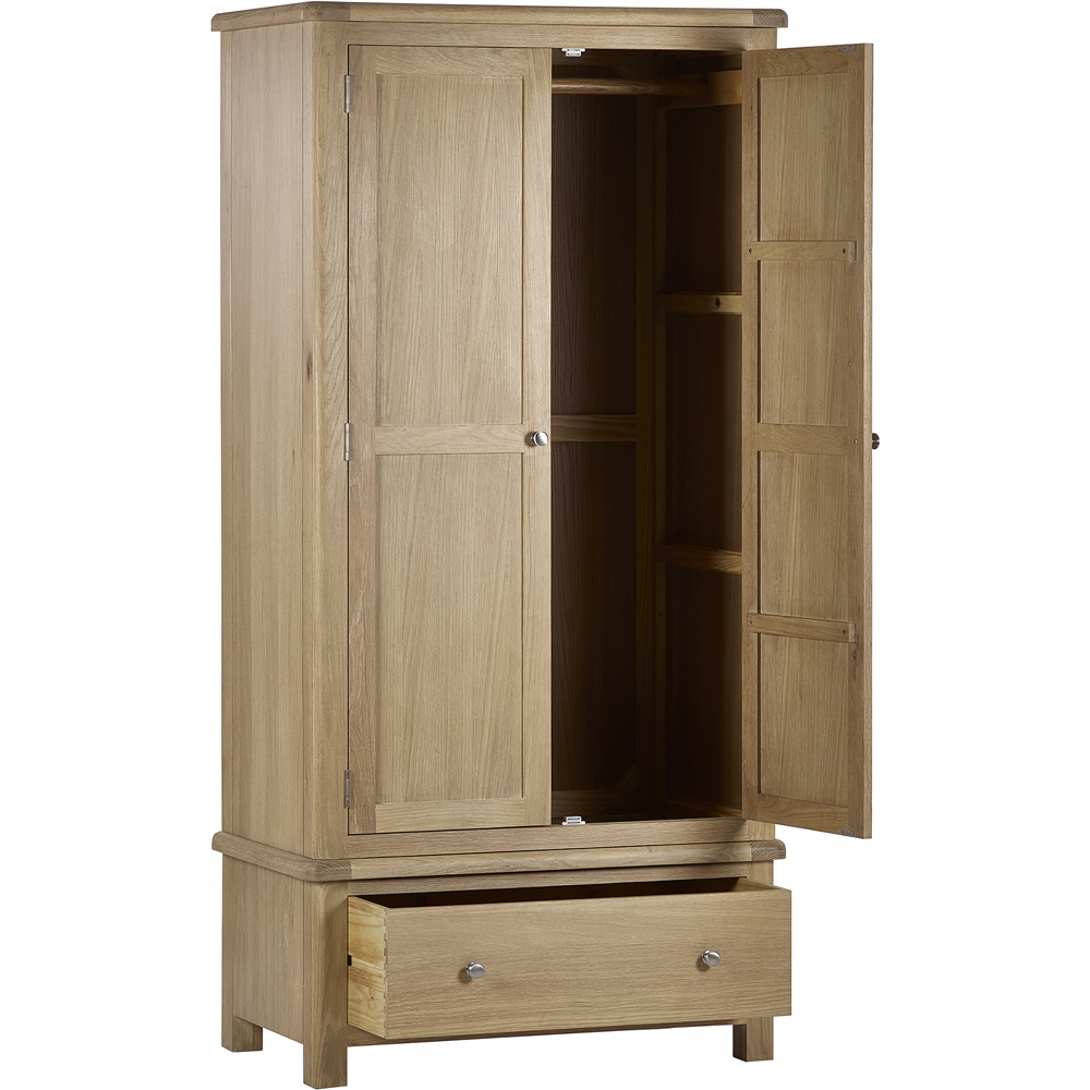 Julian Bowen Memphis 2 Door Single Drawer Limed Oak Wardrobe Image 4