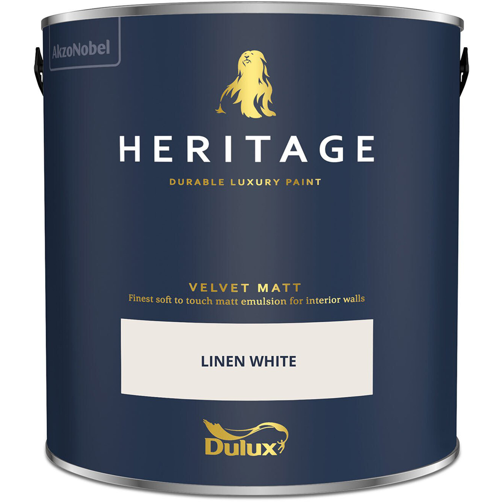 Dulux Heritage Walls and Ceilings Linen White Velvet Matt Emulsion Paint 2.5L Image 2