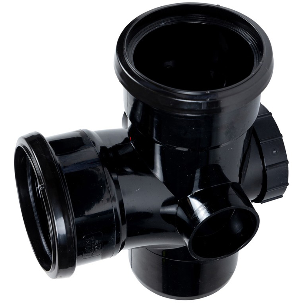 FloPlast Ring Seal Soil 92.5 Degree Access Branch Black 110mm Image 3