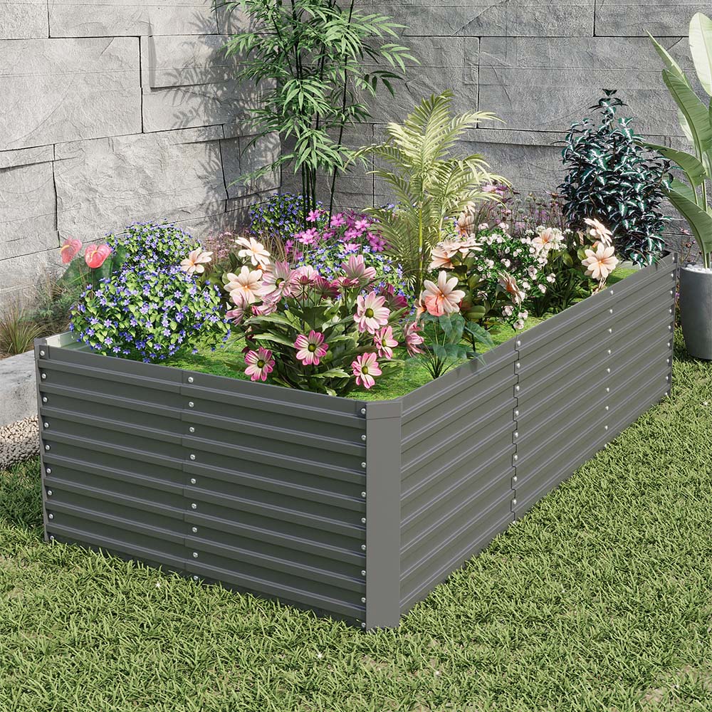 Living and Home Grey Large Rectangular Galvanised Steel Raised Garden Bed 240 x 120cm Image 7